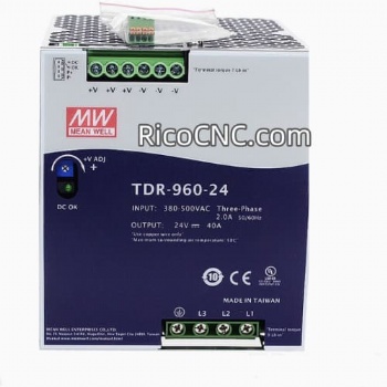 TDR-960-24 Fuente de alimentación industrial trifásica CA-CC para riel DIN Mean Well